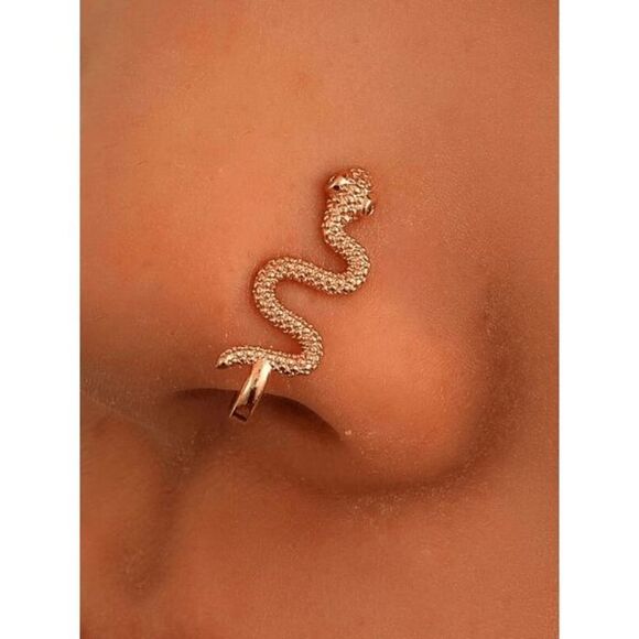 GOLD SNAKE NOSE RING/CUFF  - Picture 1 of 5
